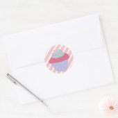 Sticker Rond Cute gâteau bleu et rose avec des rayures (Enveloppe)