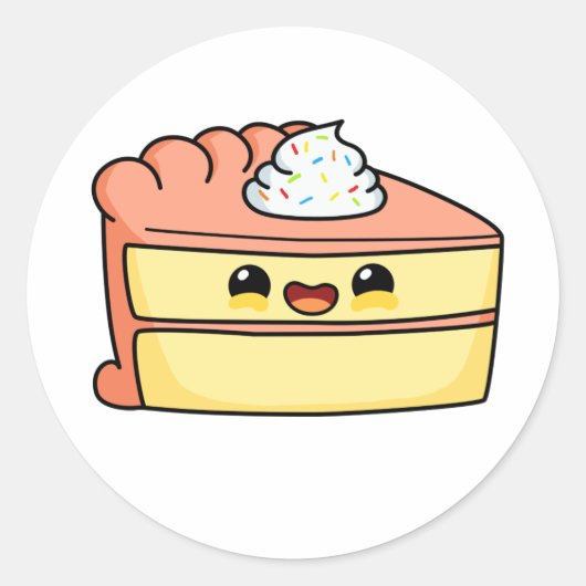 Sticker Rond Cute gâteau Kawaii (Devant)