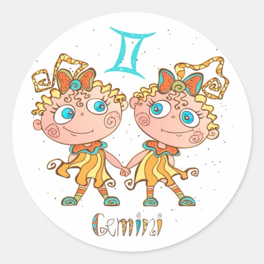 Sticker Rond Cute Gemini Twins (Devant)