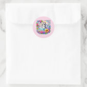 Sticker Rond Cute get well soon cat (Sac)