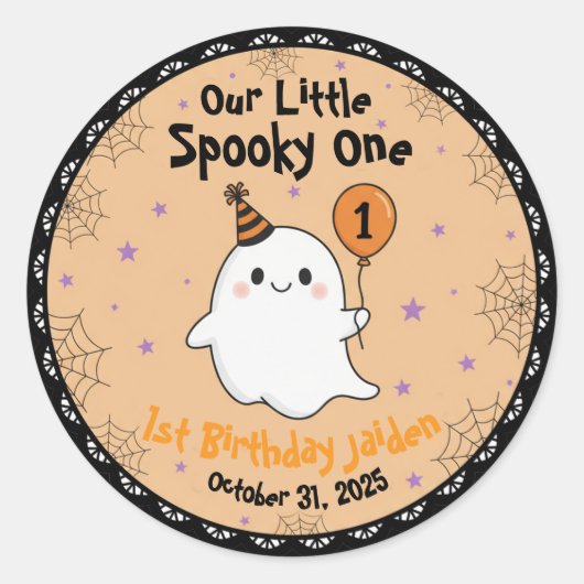 Sticker Rond Cute Ghost 1st Halloween Birthday,Baby Outfit (Devant)