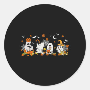 Sticker Rond Cute Ghost Boire Café Halloween Fall Ghost Bo