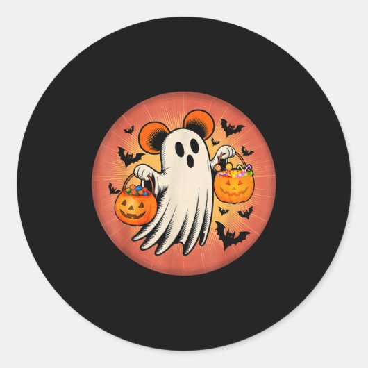 Sticker Rond Cute Ghost Halloween Candy Halloween Soky Season G (Devant)
