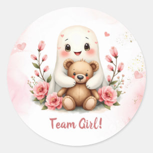 Sticker Rond Cute Ghost Halloween Thème Équipe Fille Genre Reve