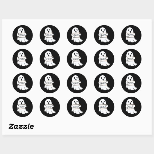 Sticker Rond Cute Ghostly BOO Fun (Feuille)