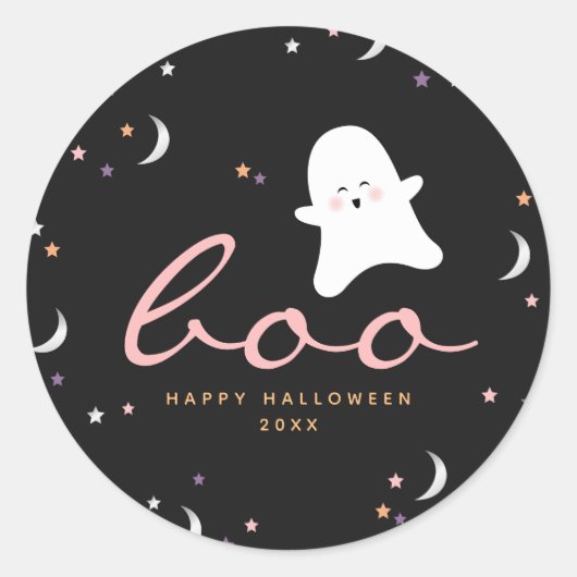 Sticker Rond Cute Ghosts Boo Halloween (Devant)
