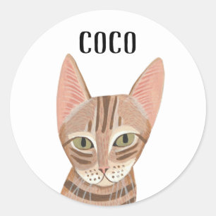 Sticker Rond Cute Ginger Illustrated Cat