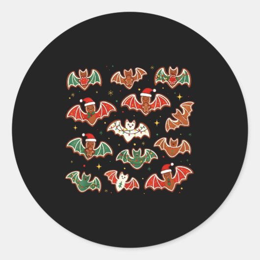 Sticker Rond Cute Gingerbread Bats Soky Christmas Cookie Merry  (Devant)