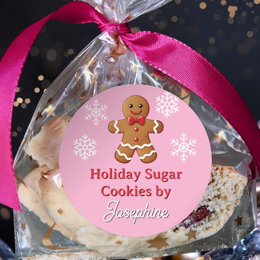 Sticker Rond Cute Gingerbread Man Sweets Cookies Gift Labels