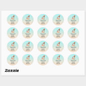 Sticker Rond Cute Giraffe Aquarelle Maman & Babe Baby shower (Feuille)