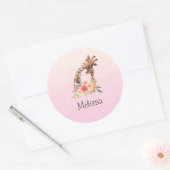 Sticker Rond Cute Giraffe Aquarelle Maman & Bébé (Enveloppe)