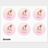 Sticker Rond Cute Giraffe Aquarelle Maman & Bébé (Feuille)