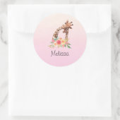 Sticker Rond Cute Giraffe Aquarelle Maman & Bébé (Sac)