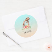 Sticker Rond Cute Giraffe Aquarelle Maman & Bébé (Enveloppe)