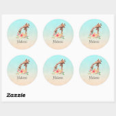 Sticker Rond Cute Giraffe Aquarelle Maman & Bébé (Feuille)