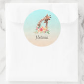Sticker Rond Cute Giraffe Aquarelle Maman & Bébé (Sac)
