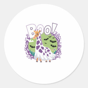 Sticker Rond Cute Giraffe Boo Ghost Costume d'Halloween Zoo Lov