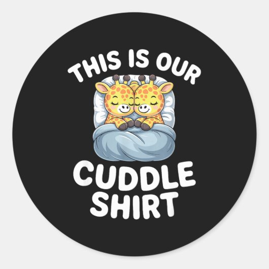 Sticker Rond Cute Giraffe Couple This Is Our Cuddle  (Devant)