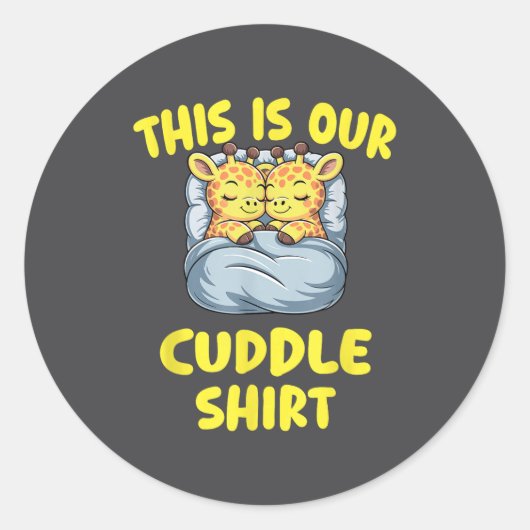 Sticker Rond Cute Giraffe Couple This Is Our Cuddle  (Devant)