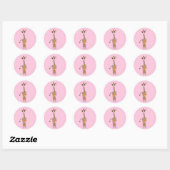 Sticker Rond Cute Giraffe drawing, safari animals (Feuille)