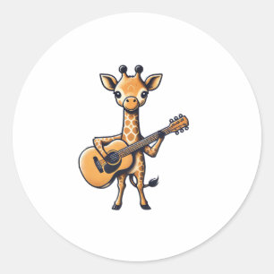 Sticker Rond Cute Giraffe Jouer Guitare Giraffes Musicien Musi