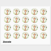 Sticker Rond Cute Giraffe Jungle Baby shower Party Belle (Feuille)