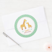 Sticker Rond Cute Giraffe Maman et Baby shower Décor (Enveloppe)