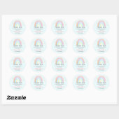 Sticker Rond Cute Girl Abstrait arc-en-ciel Anniversaire Merci (Feuille)