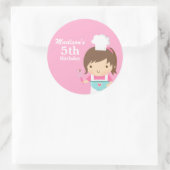 Sticker Rond Cute Girl Chef Cuisine Baking Anniversaire (Sac)