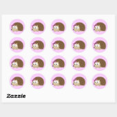 Sticker Rond Cute Girl Hedgehog (Feuille)