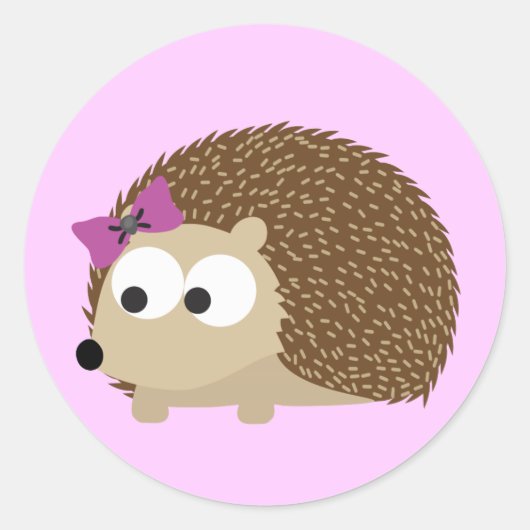 Sticker Rond Cute Girl Hedgehog (Devant)
