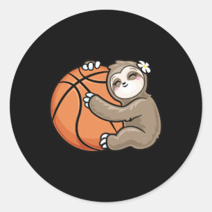 Sticker Rond Cute Girl Loth Sloth Basketball