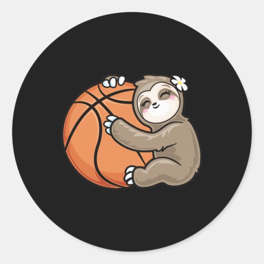Sticker Rond Cute Girl Loth Sloth Basketball (Devant)