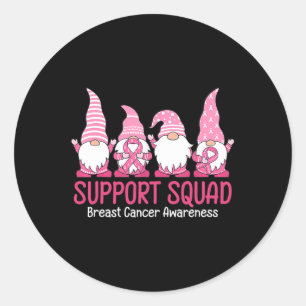 Sticker Rond Cute Gnome Support Squad Sensibilisation au cancer