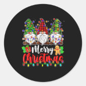 Sticker Rond Cute Gnomes Merry Christmas Light Family Gnome Xma (Devant)