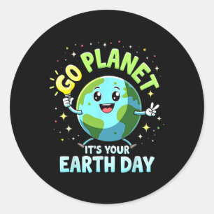 Sticker Rond Cute Go Planet Son Jour des terres 2025 Professeur