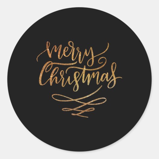 Sticker Rond Cute Gold Brush Script Merry Christmas T Shirt (Devant)