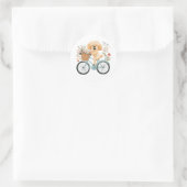 Sticker Rond Cute Goldendoodle Chien Vélo Fleurs de printemps (Sac)