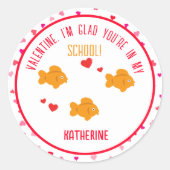 Sticker Rond Cute Goldfish Enfants École Valentine (Devant)