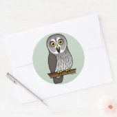 Sticker Rond Cute Great Grey Owl (Enveloppe)