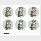Sticker Rond Cute Great Grey Owl (Feuille)