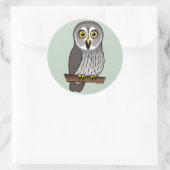 Sticker Rond Cute Great Grey Owl (Sac)