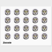 Sticker Rond Cute Great Grey Owl (Feuille)