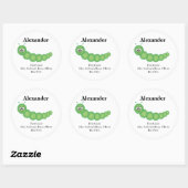 Sticker Rond Cute Green Cartoon Caterpillar (Feuille)