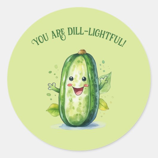 Sticker Rond Cute Green Cartoon Pickle (Devant)