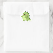 Sticker Rond Cute Green Kawaii Dinosaur (Sac)