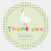 Sticker Rond Cute Green Two Silly Goose 2nd Birthday Favoriser (Devant)