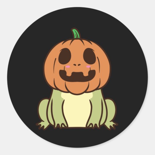 Sticker Rond Cute grenouille Citrouille Halloween (Devant)