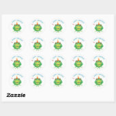 Sticker Rond Cute grenouille d'anniversaire (Feuille)