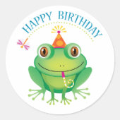 Sticker Rond Cute grenouille d'anniversaire (Devant)